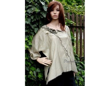 SELYEMTUNIKA - artsy lagenlook selyemblúz / halvány keki - ruha & divat - női ruha - tunika - Meska.hu