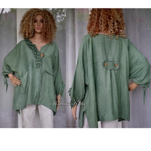 CROPPED LINEN JACKET - bohém design kabátka - ruha & divat - női ruha - blúz - Meska.hu