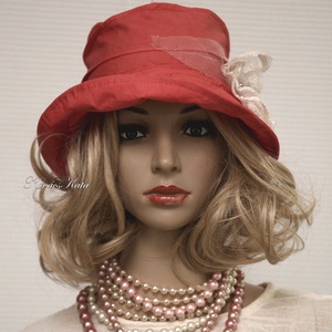 BÖBE-KALAP / korall - nyári nap-kalap - ruha & divat - sál, sapka, kendő - kalap - Meska.hu