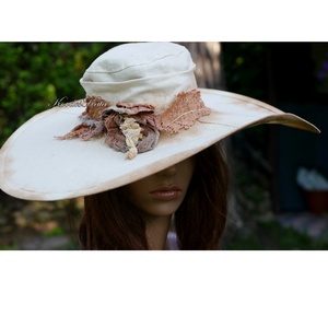 BATIKOLT-SZÉLŰ artsy vintage vászon kalap - ruha & divat - sál, sapka, kendő - kalap - Meska.hu
