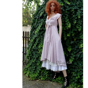 MARY PRINCESSZ - pamutszatén design ruha / mályva pöttyös - ruha & divat - női ruha - ruha - Meska.hu