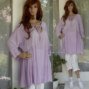 PAULA / pasztell-lilák - lagenlook design tunika - ruha & divat - női ruha - kismamaruha - Meska.hu