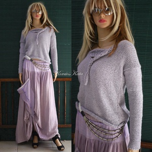 ALBA BabyAlpaca Silk - kézzel kötött exkluzív artsy-design pulóver / silver - ruha & divat - női ruha - pulóver - Meska.hu