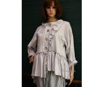 CATHY - bohém vintage styl babydoll kabátka / mészkő szürke - Meska.hu