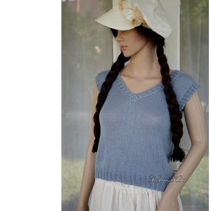 SERENA MELLÉNYKE - kézzel kötött finom merinó top, pulóver - ruha & divat - női ruha - pulóver - Meska.hu