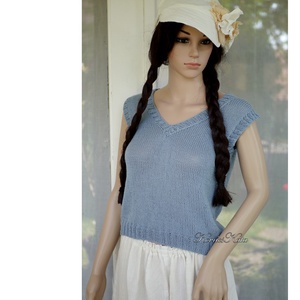 SERENA MELLÉNYKE - kézzel kötött finom merinó top, pulóver - ruha & divat - női ruha - pulóver - Meska.hu