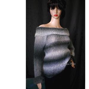 MARLENEMOHAIR-PULCSI - exkluzív kézzel kötött pulóver / szürkék - Meska.hu