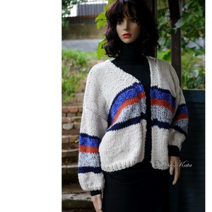 BOMBER-KARDI - trendi kézzel kötött oversized chunky gyapjú kardigán, pulóver, Ruha & Divat, Női ruha, Pulóver, Kötés, MESKA