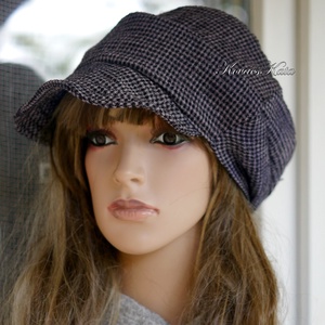 DERBY-SAPI - trendi bohém gyapjú sapka / pepita lila - ruha & divat - sál, sapka, kendő - sapka - Meska.hu