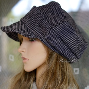 DERBY-SAPI - trendi bohém gyapjú sapka / pepita lila - ruha & divat - sál, sapka, kendő - sapka - Meska.hu