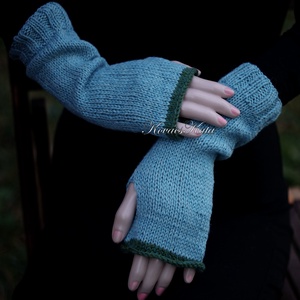 BOSZI-KESZTYŰ / kasmír-alpaka - exkluzív kézzel kötött kesztyűszár, kézmelegítő /  türkiz - ruha & divat - sál, sapka, kendő - kesztyű - Meska.hu