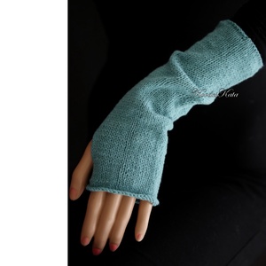 BOSZI-KESZTYŰ / kasmír - exkluzív kézzel kötött kesztyűszár, kézmelegítő /  türkiz - ruha & divat - sál, sapka, kendő - kesztyű - Meska.hu