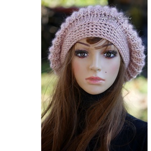 BORBÁLA / VINTAGE STAR - kézzel kötött alpaka-pamut sapka / antikrózsa KÉSZLETEN - ruha & divat - sál, sapka, kendő - sapka - Meska.hu