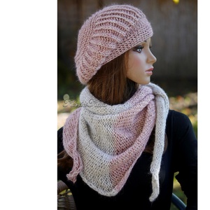 BORBÁLA / VINTAGE STAR - kézzel kötött alpaka-pamut sapka / antikrózsa KÉSZLETEN - ruha & divat - sál, sapka, kendő - sapka - Meska.hu