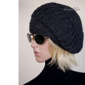 BORBÁLA / antracit - trendi kézzel kötött téli gyapjú sapka - ruha & divat - sál, sapka, kendő - sapka - Meska.hu