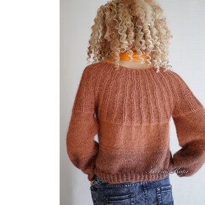 FANNI / rozsdás - exkluzív kézzel kötött finom merinó-angora + silkmohair pulóver - ruha & divat - női ruha - pulóver - Meska.hu