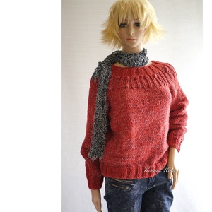 ANITA - trendi kézzel kötött gyapjú pulóver  / rozsda - ruha & divat - női ruha - pulóver & kardigán - Meska.hu