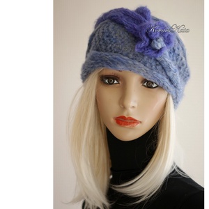 BARKA - kézzel kötött infinity mohair sál fejpánt / kék ombre - ruha & divat - sál, sapka, kendő - sál - Meska.hu