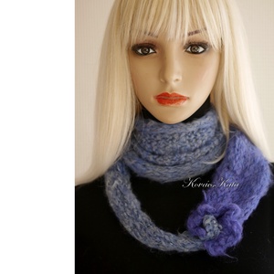 BARKA - kézzel kötött infinity mohair sál fejpánt / kék ombre - Meska.hu