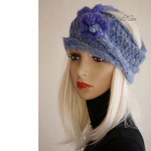BARKA - kézzel kötött infinity mohair sál fejpánt / kék ombre - ruha & divat - sál, sapka, kendő - sál - Meska.hu
