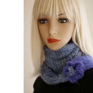 BARKA - kézzel kötött infinity mohair sál fejpánt / kék ombre - ruha & divat - sál, sapka, kendő - sál - Meska.hu