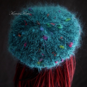 DORA / ricordó - extravagáns kézzel kötött chunky mohair gomba sapka, barett  - ruha & divat - sál, sapka, kendő - sapka - Meska.hu