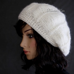ANETT BARETT / fehér - kézzel kötött gyapjú sapka - ruha & divat - sál, sapka, kendő - sapka - Meska.hu