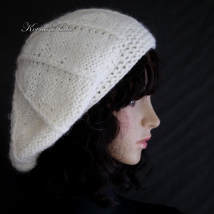 ANETT BARETT / fehér - kézzel kötött gyapjú sapka - ruha & divat - sál, sapka, kendő - sapka - Meska.hu