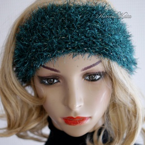 PIAF / pilla - exkluzív kézzel kötött fejpánt, hajpánt / smaragd - ruha & divat - sál, sapka, kendő - fejpánt - Meska.hu