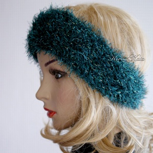 PIAF / pilla - exkluzív kézzel kötött fejpánt, hajpánt / smaragd - ruha & divat - sál, sapka, kendő - fejpánt - Meska.hu