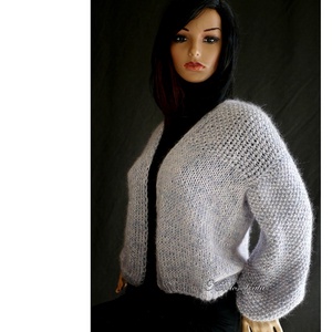 RICE-LUX - exkluzív kidsilk mohair-merinó kézzel kötött kardigán, pulóver - ruha & divat - női ruha - pulóver - Meska.hu