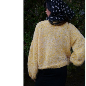 MAIA / napsárga - exkluzív kézzel kötött chunky alpaka-gyapjú  kardigán, pulóver - ruha & divat - női ruha - pulóver - Meska.hu