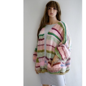 KIMONO / tavasz - exkluzív kézzel kötött túlméretes mohair kabátka, poncsó - ruha & divat - női ruha - pulóver - Meska.hu