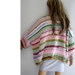 KIMONO / tavasz - exkluzív kézzel kötött túlméretes mohair kabátka, poncsó - ruha & divat - női ruha - pulóver - Meska.hu
