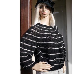 CIRKA-PULCSI - exkluzív kézzel kötött mikroflitteres merinó pulóver  - ruha & divat - női ruha - pulóver - Meska.hu