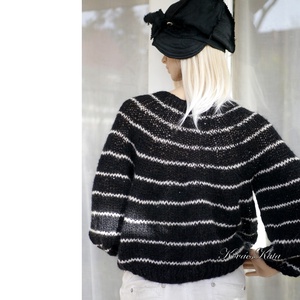 CIRKA-PULCSI - exkluzív kézzel kötött mikroflitteres merinó pulóver  - ruha & divat - női ruha - pulóver - Meska.hu