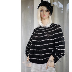 CIRKA-PULCSI - exkluzív kézzel kötött mikroflitteres merinó pulóver  - ruha & divat - női ruha - pulóver - Meska.hu