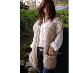 LAURA - trendi kézzel kötött chunky mohair mellény, kardigán - ruha & divat - női ruha - pulóver - Meska.hu