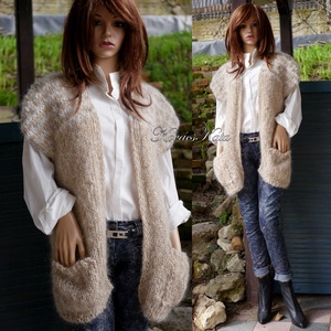 LAURA - trendi kézzel kötött chunky mohair mellény, kardigán - ruha & divat - női ruha - pulóver - Meska.hu