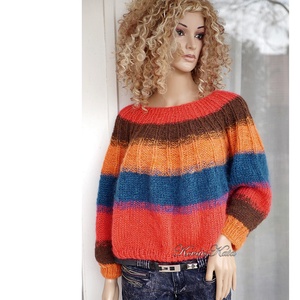 FANNI / fullcolor - bohém kézzel kötött mohair alpaka pulóver , Ruha & Divat, Női ruha, Pulóver, Kötés, MESKA