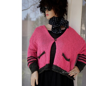 DORKA / pink - bohém tavaszi-nyári kézzel kötött oversize kardigán, Ruha & Divat, Női ruha, Pulóver, Kötés, MESKA