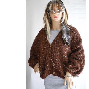MAIA / rustic - trendi kézzel kötött chunky alpaka-mohair kardigán, pulóver - ruha & divat - női ruha - pulóver - Meska.hu