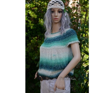 CRAZY-GLAMOUR TOP - kézzel kötött pamut pulóver  - ruha & divat - női ruha - pulóver - Meska.hu
