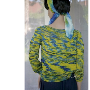 CRAZY REGINA / kanári - exkluzív egyedi festésű kézzel kötött finomgyapjú pulóver  - ruha & divat - női ruha - pulóver & kardigán - Meska.hu