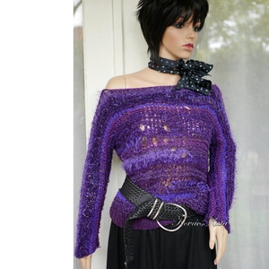 GRUNGE MAGIC - extravagáns kézzel kötött bohém artsy pulóver - ruha & divat - női ruha - pulóver & kardigán - Meska.hu