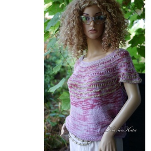 MÁLYVA FLIP - exkluzív egyedi festésű kézzel kötött babyalpaka-silk + bourette silk finom pulóver  - ruha & divat - női ruha - pulóver - Meska.hu