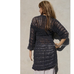 SZIBILLA-SZETT - kézzel kötött loose knit bohó ruha shruggal / antracit - ruha & divat - női ruha - ruha - Meska.hu