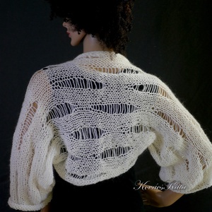 CAMEA SHRUG -  bohó mohair boleró, kézzel kötött grunge kardigán / fehér, Ruha & Divat, Női ruha, Kardigánok, Kötés, MESKA