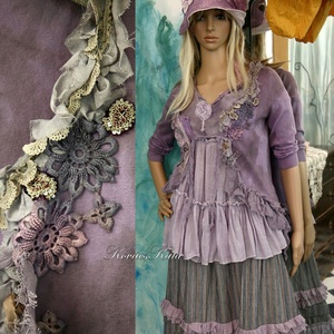 MILLIE - batikolt shabby chic gépi-kötött kardigán - Meska.hu