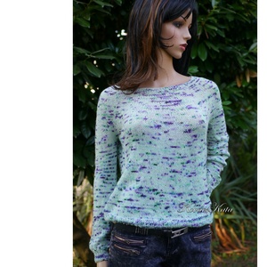 CRAZY REGINA / ibolyás - exkluzív egyedi festésű kézzel kötött finomgyapjú pulóver  - ruha & divat - női ruha - pulóver - Meska.hu